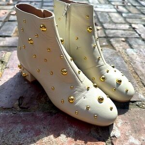 See By Chloe cream booties with gold studs